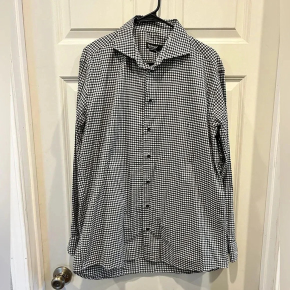 St. Croix Black and White Cotton Gingham Plaid Button Front Shirt Size XL - Picture 1 of 6